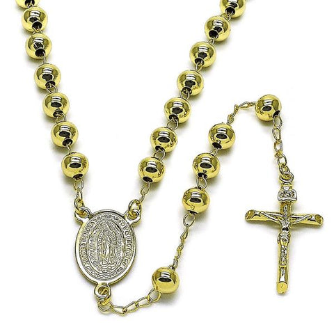 Rosario Mediano 09.213.0067.24 Oro Laminado, Diseño de Guadalupe y Crucifijo, Diseño de Guadalupe, Pulido, Dorado