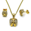 Juego de Arete y Dije de Adulto 10.342.0222 Oro Laminado, con Micro Pave Blanca y Zirconia CubicaBlanca, Pulido, Dorado