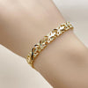 Pulsera Tennis 03.213.0358.07 Oro Laminado, Diseño de Oja, Diamantado, Dorado