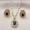 Juego de Arete y Dije de Adulto 10.196.0186 Oro Laminado, Diseño de Cluster, con Zirconia Cubica Negro y Blanca, Pulido, Dorado