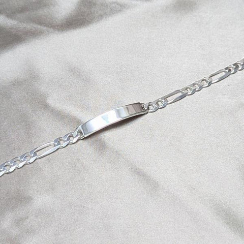 Pulsera con Placa 03.420.0010.09.1 Plata Rodinada, Diseño de Figaro, Pulido, Plateado