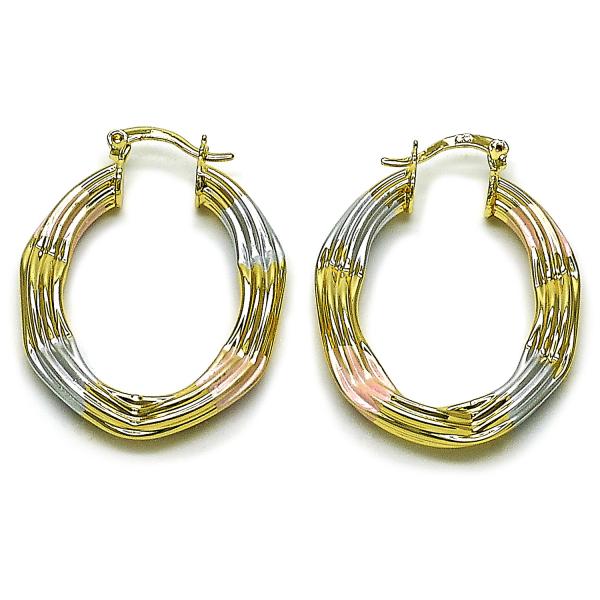 Argolla Mediana 02.170.0570.1.30 Oro Laminado, Diseño de Hueco, Pulido, Tricolor