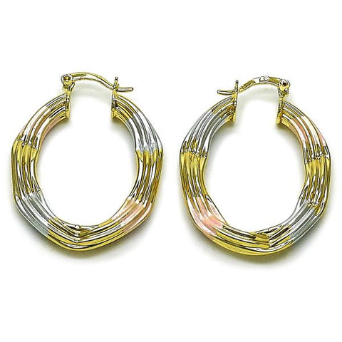 Argolla Mediana 02.170.0570.1.30 Oro Laminado, Diseño de Hueco, Pulido, Tricolor