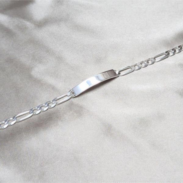 Pulsera con Placa 04.420.011.09.1 Plata Rodinada, Diseño de Figaro, Pulido, Plateado