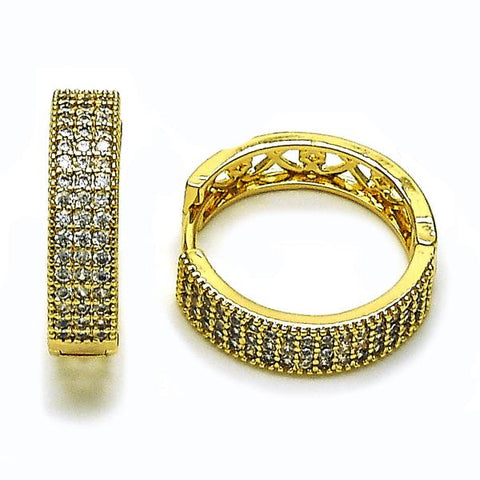 Argolla Huggie 02.283.0262.25 Oro Laminado, con Zirconia Cubica Blanca, Pulido, Dorado