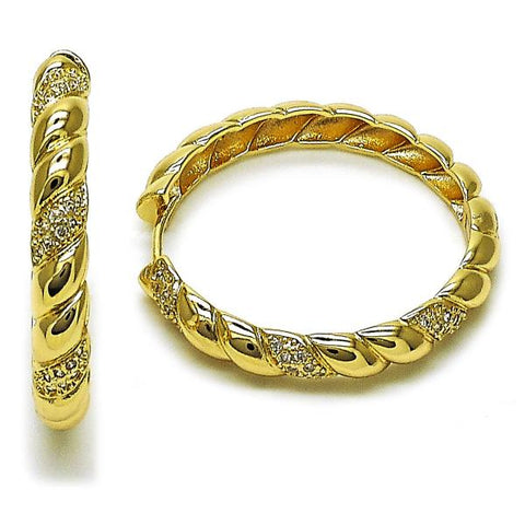 Argolla Huggie 02.204.0060.40 Oro Laminado, con Zirconia Cubica Blanca, Pulido, Dorado