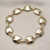 Pulsera Elegante 03.213.0383.08 Oro Laminado, Diseño de Puff Mariner, con Zirconia Cubica Blanca, Pulido, Dorado
