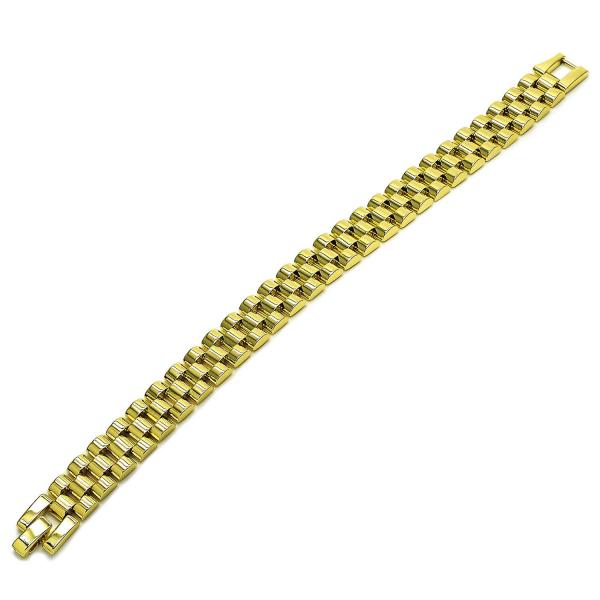 Pulsera Solida 03.213.0388.08 Oro Laminado, Pulido, Dorado