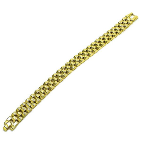 Pulsera Solida 03.213.0388.08 Oro Laminado, Pulido, Dorado