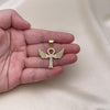 Dije Religioso 05.342.0183 Oro Laminado, Diseño de Cruz, con Zirconia Cubica Blanca y Micro PaveBlanca, Pulido, Dorado