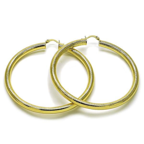 Argolla Extra Grande 02.213.0812.70 Oro Laminado, Diseño de Hueco, Diamantado, Dorado