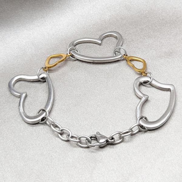 Pulsera Elegante 03.63.22121.08 Acero Inoxidable, Diseño de Corazon, Pulido, Dos Tonos