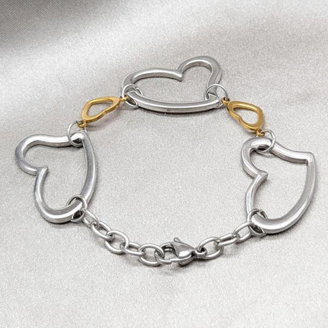 Pulsera Elegante 03.63.22121.08 Acero Inoxidable, Diseño de Corazon, Pulido, Dos Tonos