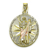 Dije Religioso 05.213.0061.1 Oro Laminado, Diseño de San Judas, Diamantado, Tricolor