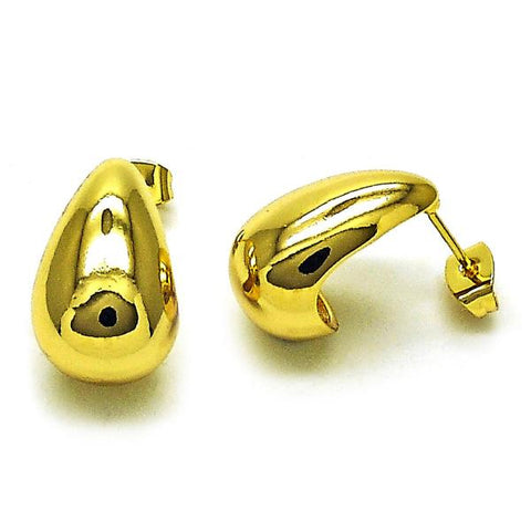 Arete Dormilona 02.282.0024 Oro Laminado, Diseño de Gota, Pulido, Dorado