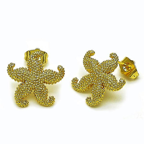 Arete Dormilona 02.156.0716 Oro Laminado, Diseño de Estrella, Pulido, Dorado