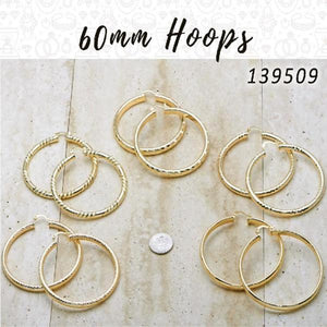 Kit Surtido de 22 Pares de Argollas de 60 mm de Oro Laminado al por mayor — SKU 139509