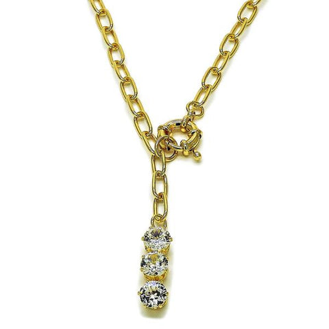 Gargantilla Elegante 04.63.1445.20 Oro Laminado, Diseño de Rolo, con Zirconia Cubica Blanca, Pulido, Dorado