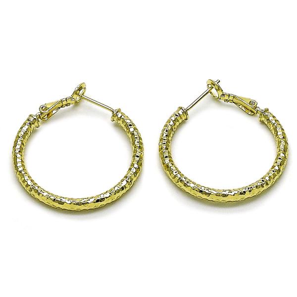 Argolla Mediana 02.213.0814.30 Oro Laminado, Diseño de Hueco, Diamantado, Dorado