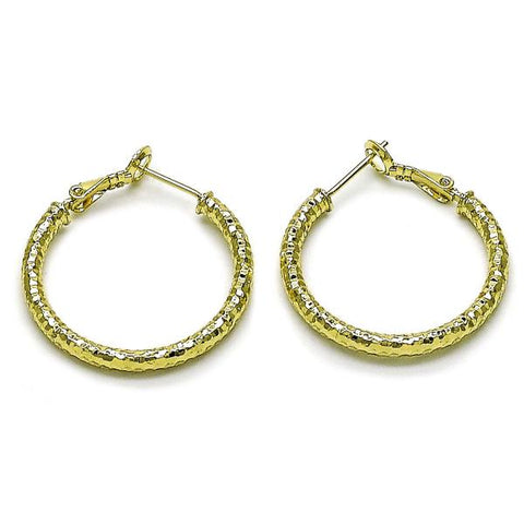 Argolla Mediana 02.213.0814.30 Oro Laminado, Diseño de Hueco, Diamantado, Dorado