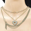 Gargantilla Elegante 04.437.0010.16 Acero Inoxidable, Diseño de Corazon y Rolo, Diseño de Corazon, con Zirconia Cubica Blanca, Pulido, Dorado