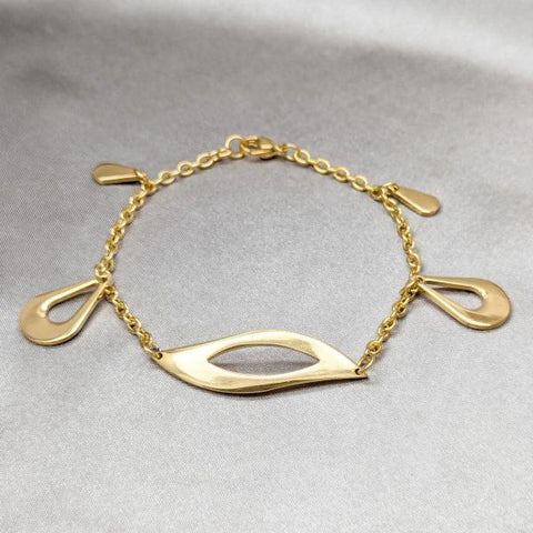 Pulsera Solida 03.63.22138.08 Acero Inoxidable, Diseño de Gota, Pulido, Dorado