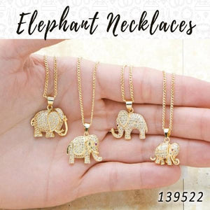 Kit Surtido de 25 Collares de Elefante de Oro Laminado al por mayor — SKU 139522