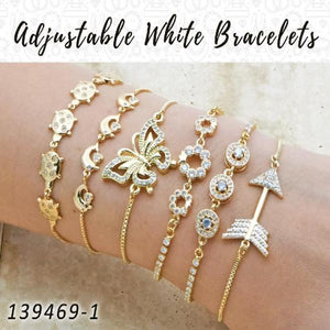 Kit Surtido de 18 Pulseras Ajustables Blancas de Oro Laminado al por mayor — SKU 139469