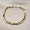 Pulsera Básica 5.223.012.07 Oro Laminado, Diseño de Miami Cubana, Pulido, Dorado