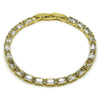 Pulsera Tennis 03.213.0345.07 Oro Laminado, Diseño de Baguette, con Zirconia Cubica Blanca, Pulido, Dorado