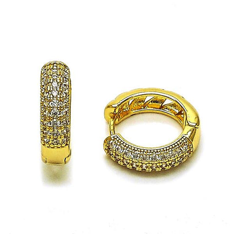 Argolla Huggie 02.283.0268.18 Oro Laminado, con Zirconia Cubica Blanca, Pulido, Dorado