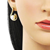 Arete Dormilona 02.156.0691 Oro Laminado, Diseño de Bola, con Perla Marfil, Pulido, Dorado