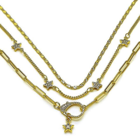 Gargantilla Elegante 04.213.0359.16 Oro Laminado, Diseño de Paperclip y Miami Cubana, Diseño de Paperclip, con Micro Pave Blanca, Pulido, Dorado