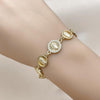 Pulsera Elegante 03.253.0050.1.07 Oro Laminado, Diseño de Guadalupe, con Zirconia Cubica Blanca, Pulido, Dorado