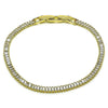 Pulsera Tennis 03.213.0348.07 Oro Laminado, Diseño de Baguette, con Zirconia Cubica Blanca, Pulido, Dorado