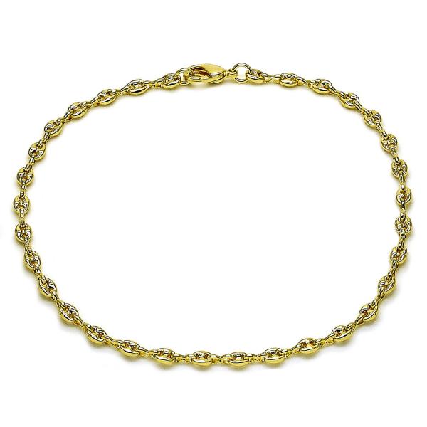 Tobillera Elegante 04.326.0005.10 Oro Laminado, Diseño de Puff Mariner, Pulido, Dorado