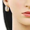Argolla Huggie 02.283.0276.20 Oro Laminado, Diseño de Baguette y Cluster, Diseño de Baguette, con Zirconia Cubica Blanca y Micro PaveBlanca, Pulido, Dorado
