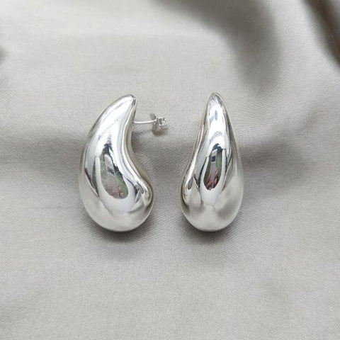 Arete Dormilona 02.395.0046 Plata Rodinada, Diseño de Gota, Pulido, Plateado