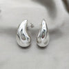 Arete Dormilona 02.395.0046 Plata Rodinada, Diseño de Gota, Pulido, Plateado
