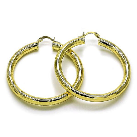 Argolla Grande 02.170.0309.50 Oro Laminado, Diseño de Hueco, Diamantado, Dorado