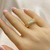 Anillo Multi Piedra 01.346.0009.09 Oro Laminado, con Micro Pave Blanca, Pulido, Dorado