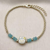 Pulsera Elegante 03.213.0391.1.07 Oro Laminado, con Cristal Turquoise, Esmaltado Turquesa, Dorado