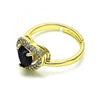 Anillo Multi Piedra 01.284.0085.3 Oro Laminado, Diseño de Corazon, con Zirconia Cubica Negro y Micro PaveBlanca, Pulido, Dorado