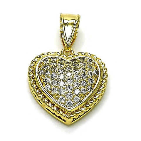 Dije Elegante 05.411.0023 Oro Laminado, Diseño de Corazon, con Zirconia Cubica Blanca, Pulido, Dorado