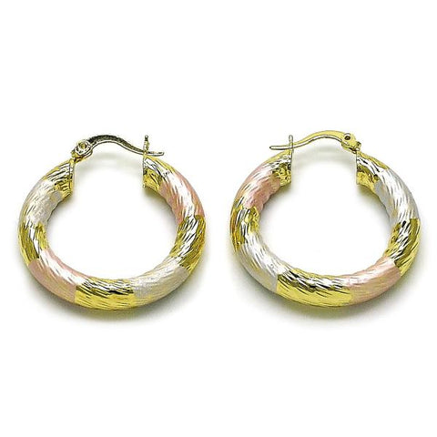 Argolla Mediana 02.170.0310.1.30 Oro Laminado, Diseño de Hueco, Diamantado, Tricolor