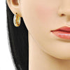 Argolla Huggie 02.283.0277.20 Oro Laminado, con Micro Pave Blanca, Pulido, Dorado