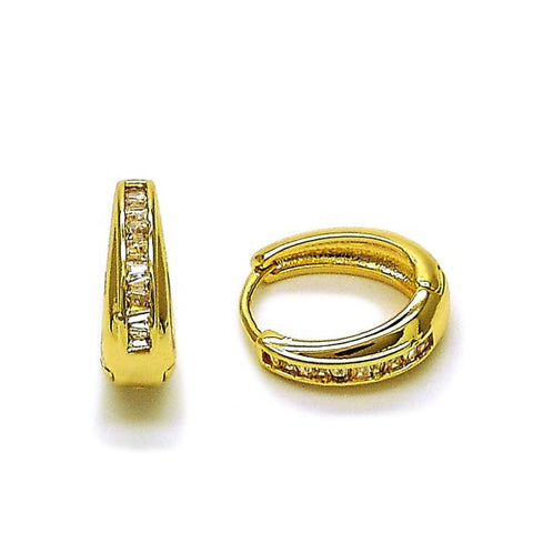 Argolla Huggie 02.283.0271.15 Oro Laminado, Diseño de Baguette, con Zirconia Cubica Blanca, Pulido, Dorado