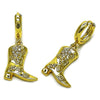 Arete Colgante 02.341.0254 Oro Laminado, Diseño de Zapato y Flor, Diseño de Zapato, con Zirconia Cubica Blanca, Pulido, Dorado