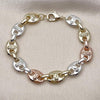Pulsera Elegante 03.411.0075.09 Oro Laminado, Diseño de Puff Mariner y Guadalupe, Diseño de Puff Mariner, Pulido, Tricolor