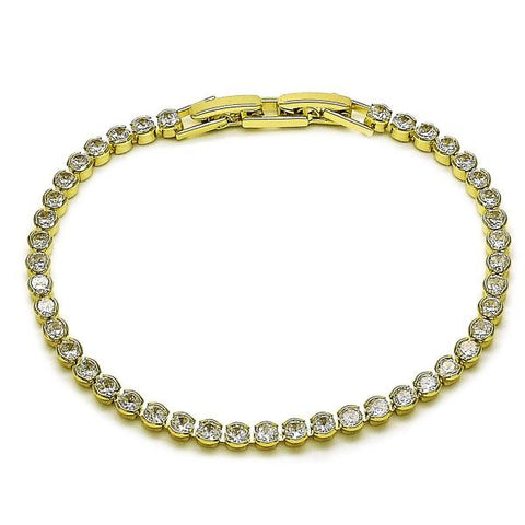 Pulsera Tennis 03.213.0343.07 Oro Laminado, con Zirconia Cubica Blanca, Pulido, Dorado